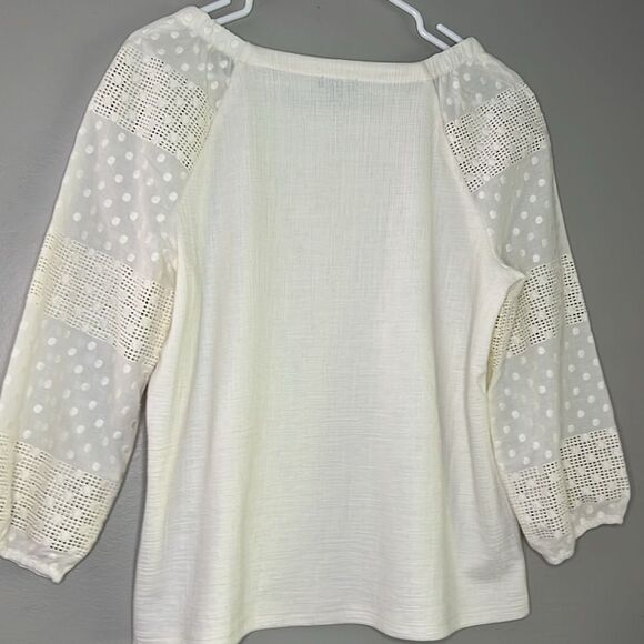 Talbots Petite Eyelet Sleeve Peasant Top - Picture 8 of 8